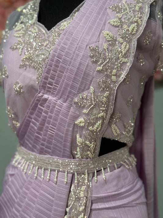 **New** Pre drape saree with work blouse and belt