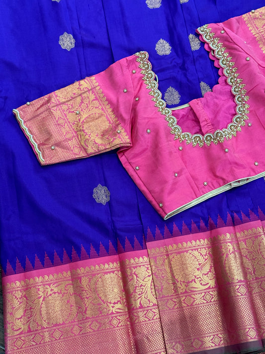 **New**Gadwal Pattu with kanchi boarder paired with work blouse