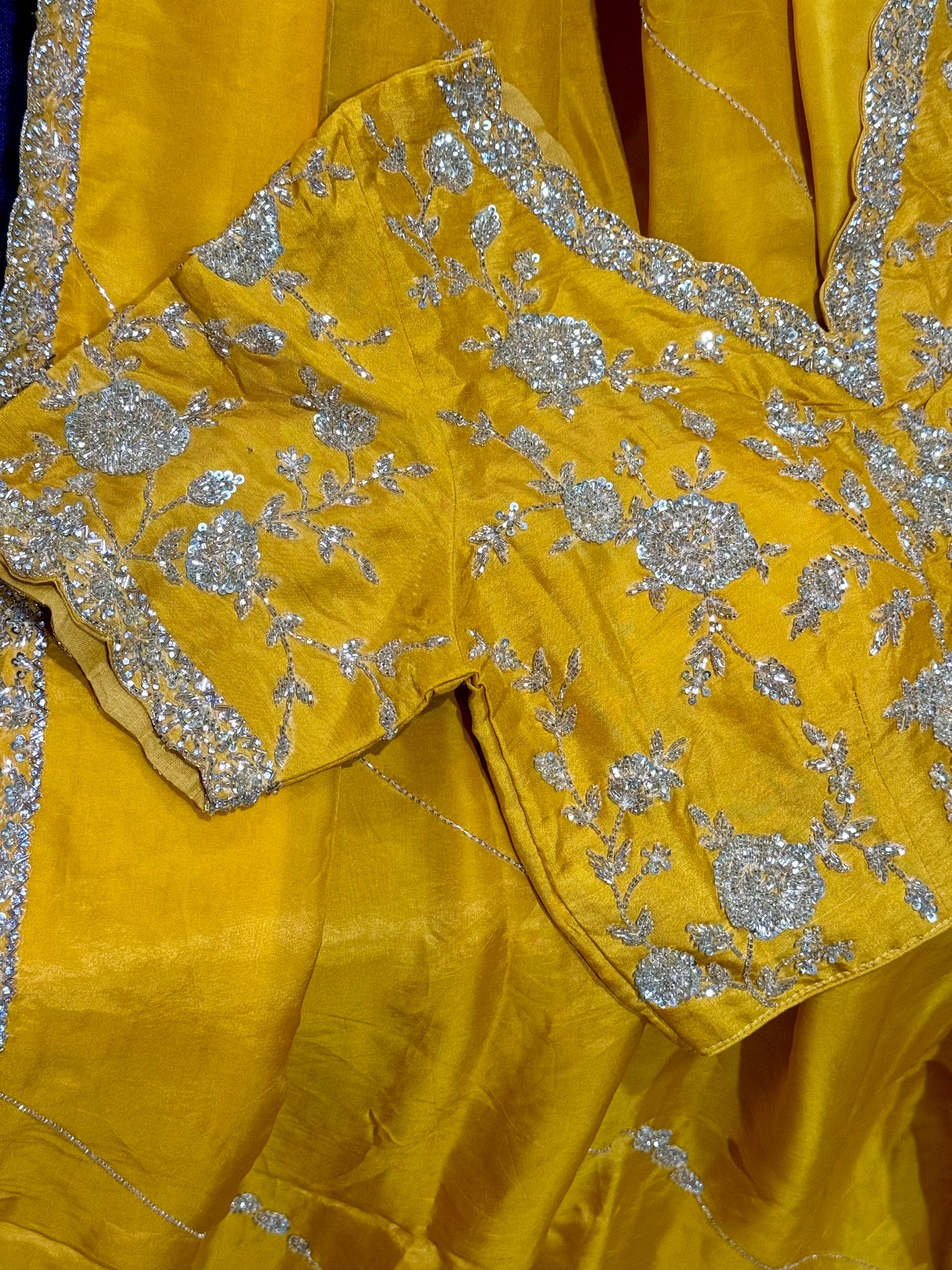 **New**Satin Organza saree with self color work bouse