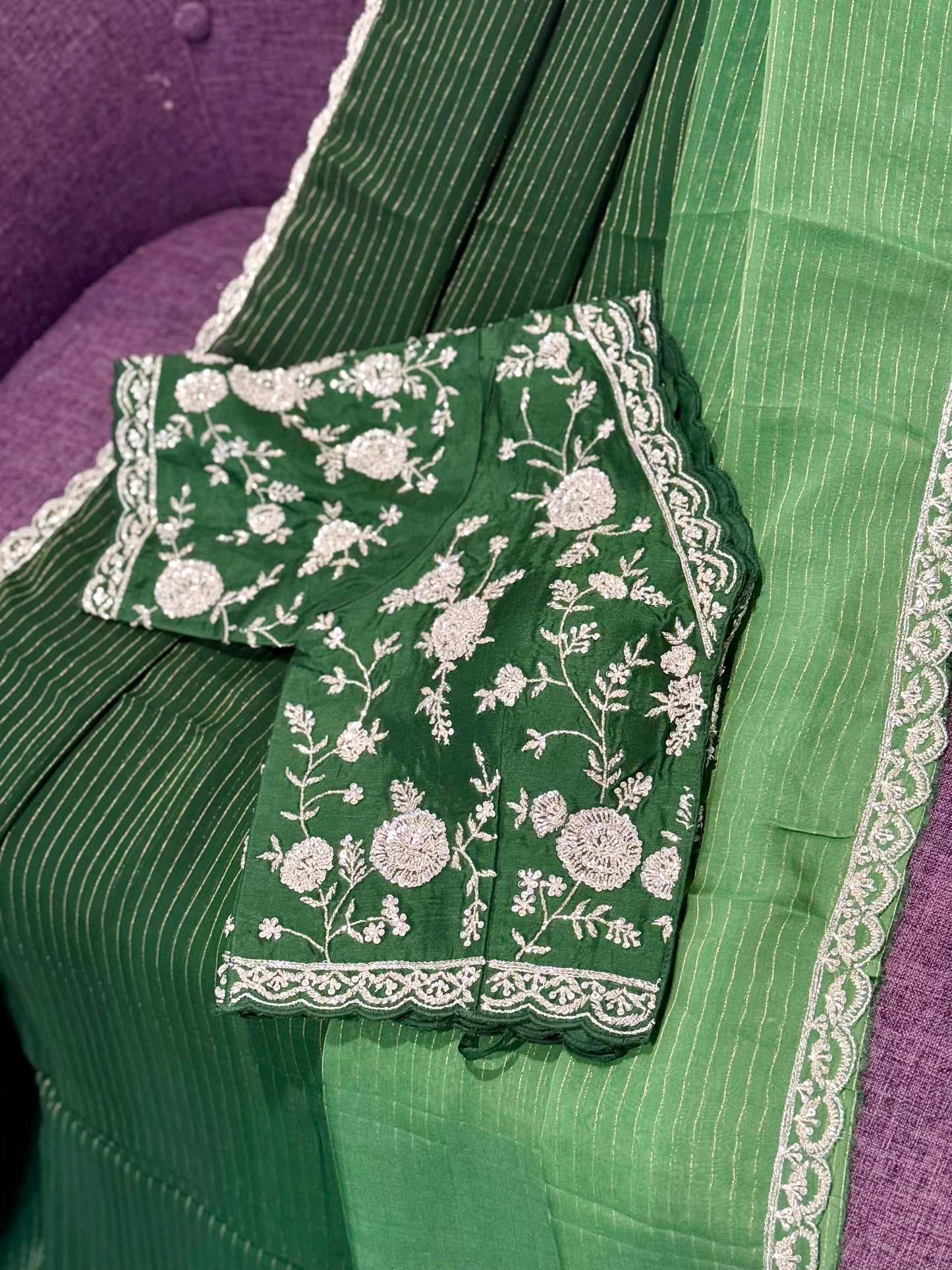 **sale**Georgette shaded saree with all over work blouse