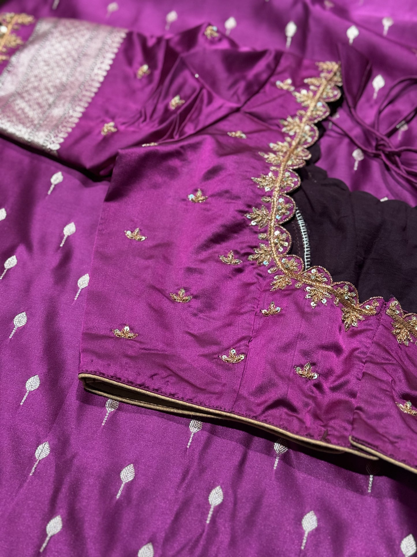 **New**katan silk saree with work blouse