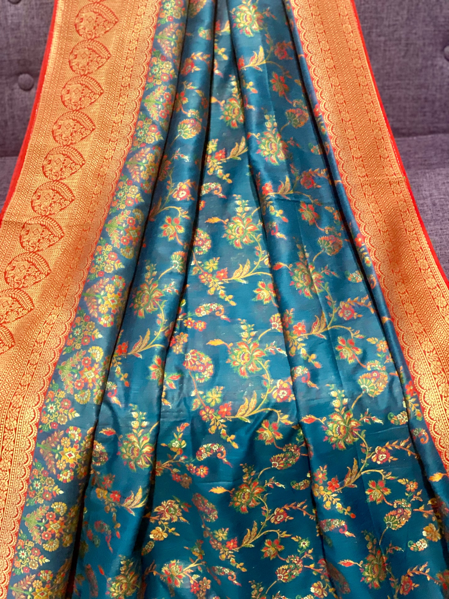 **New**Menakari Benaras saree with stitched work blouse