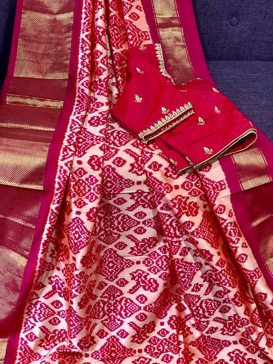 **New**Ikkat Patola saree with work blouse