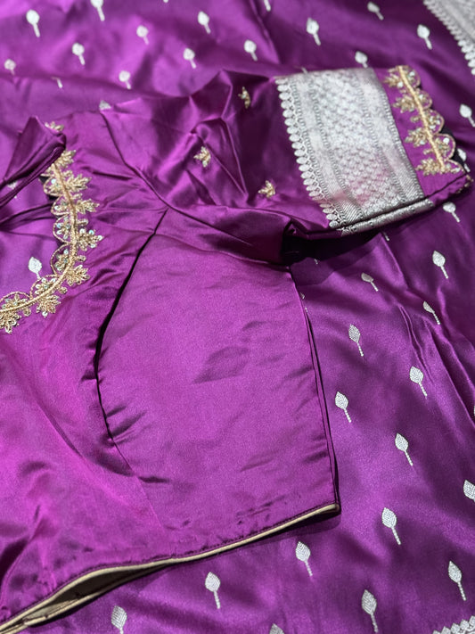 **New**katan silk saree with work blouse