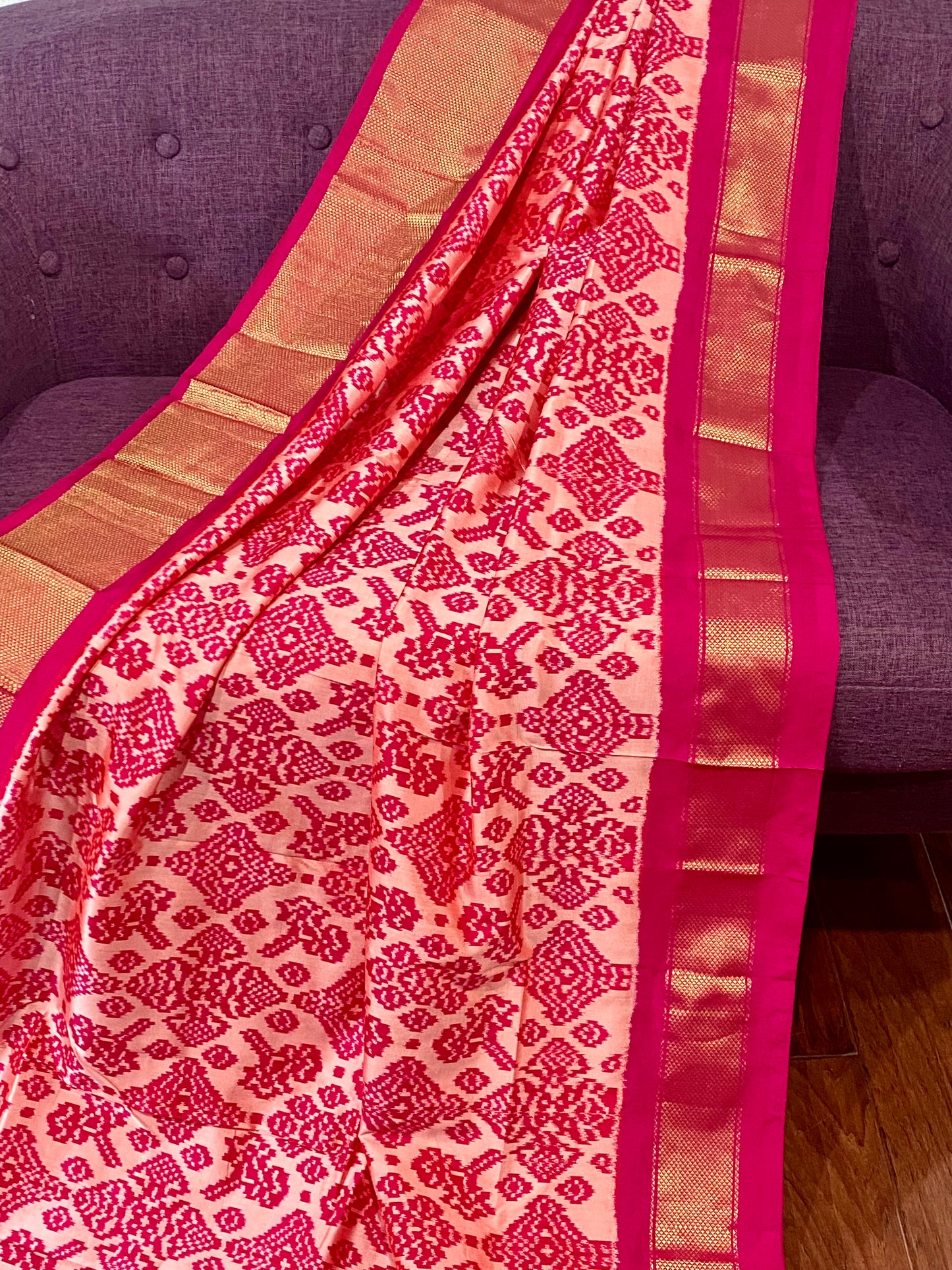 **New**Ikkat Patola saree with work blouse