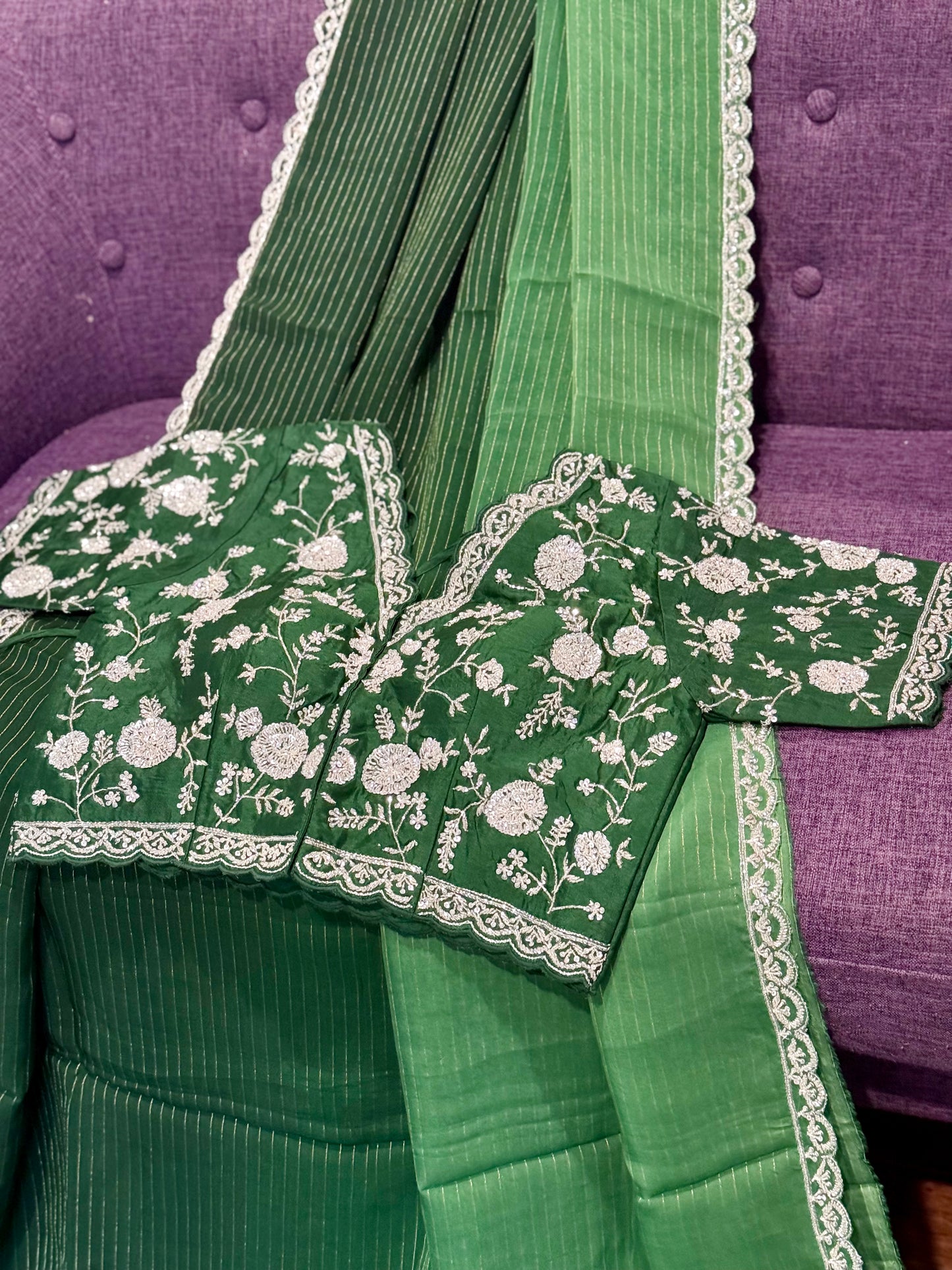 **sale**Georgette shaded saree with all over work blouse