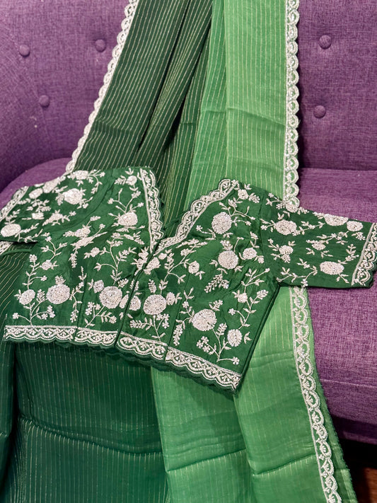 **New**Georgette shaded saree with all over work blouse