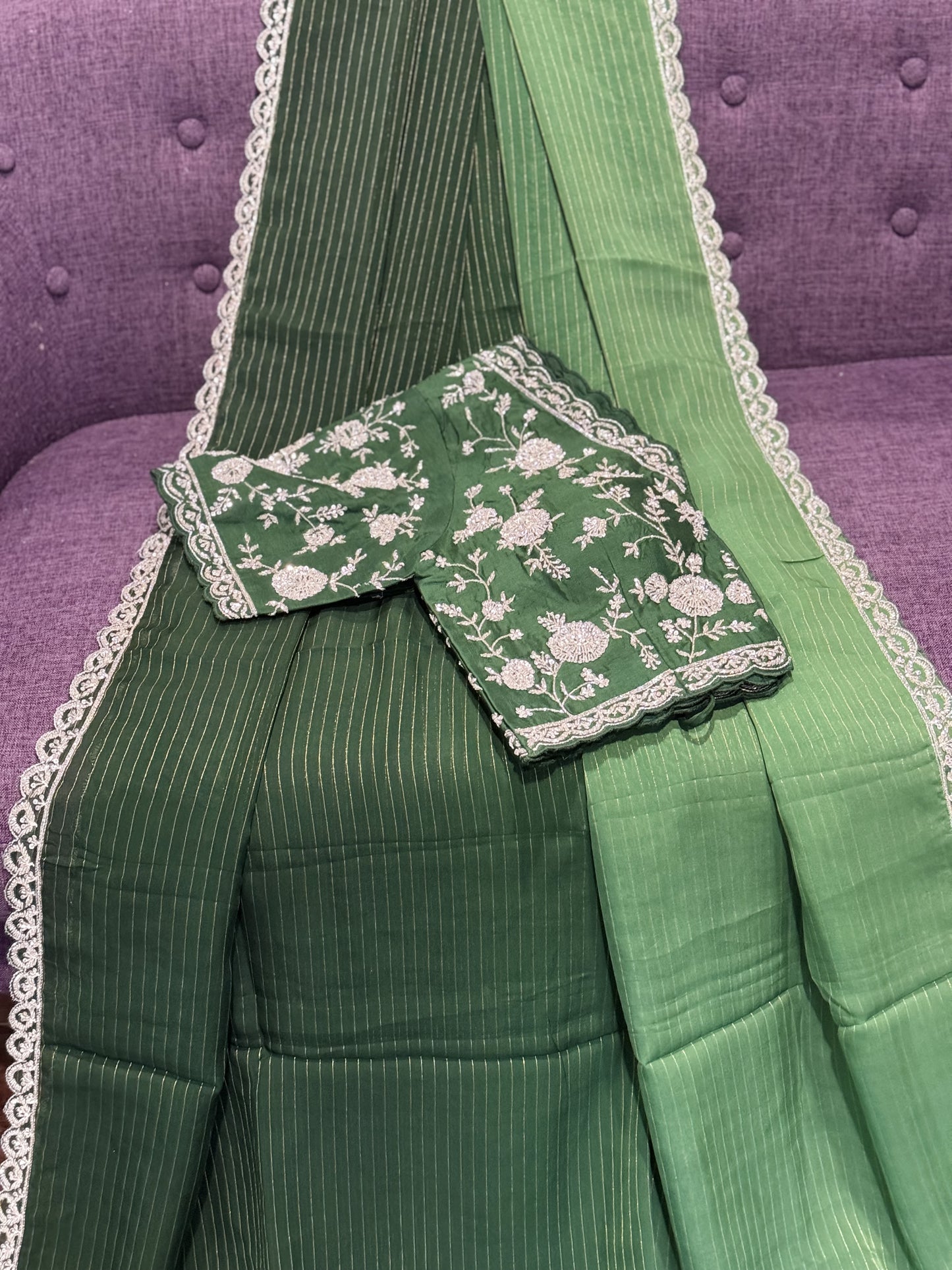 **sale**Georgette shaded saree with all over work blouse