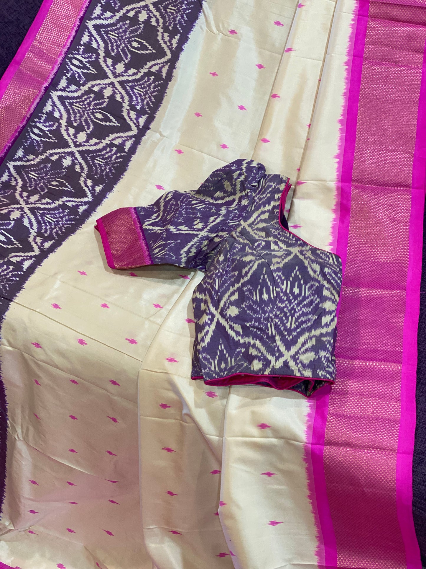 **New**Ikkat Patola saree with stitched blouse