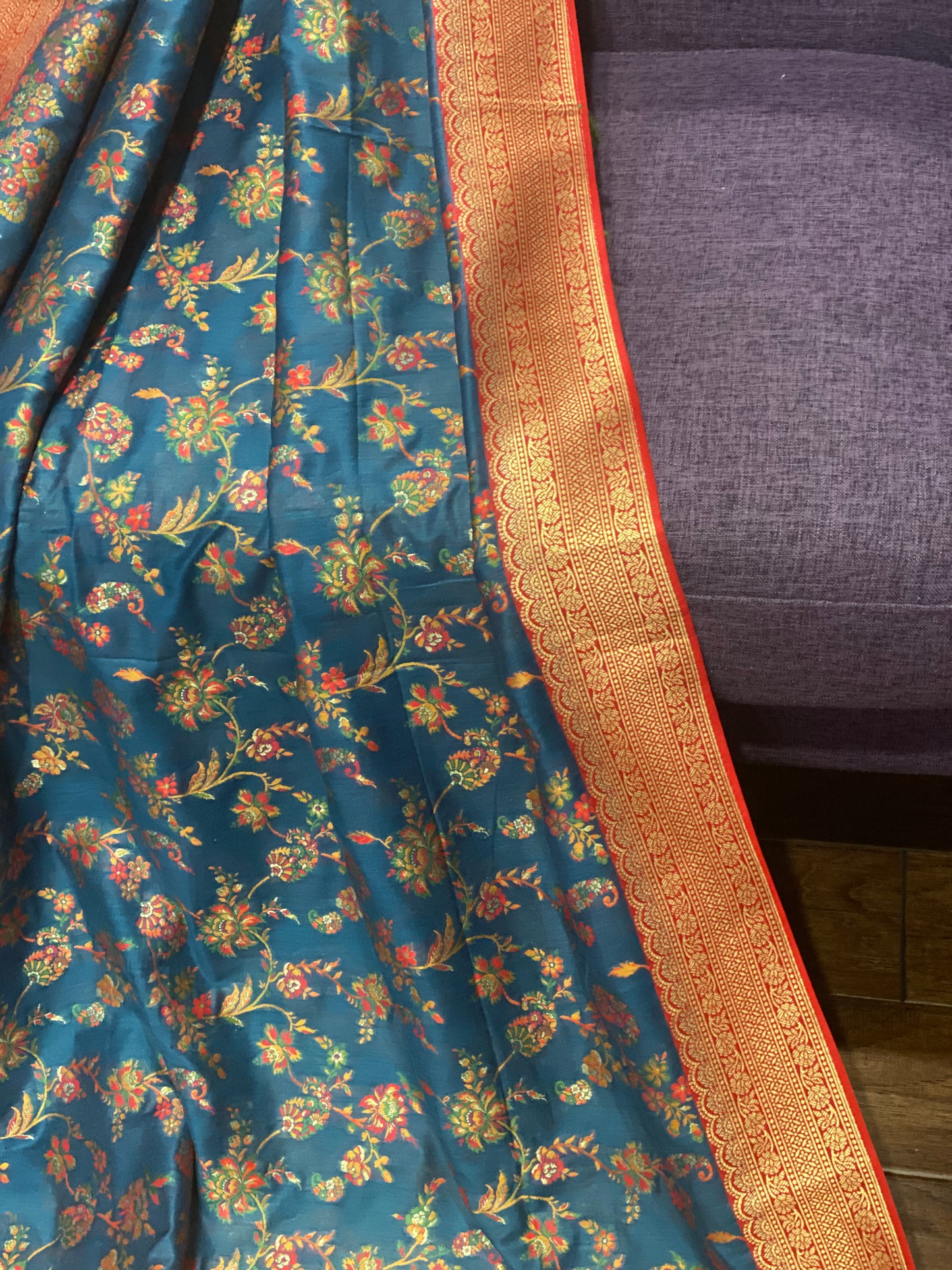 **New**Menakari Benaras saree with stitched work blouse