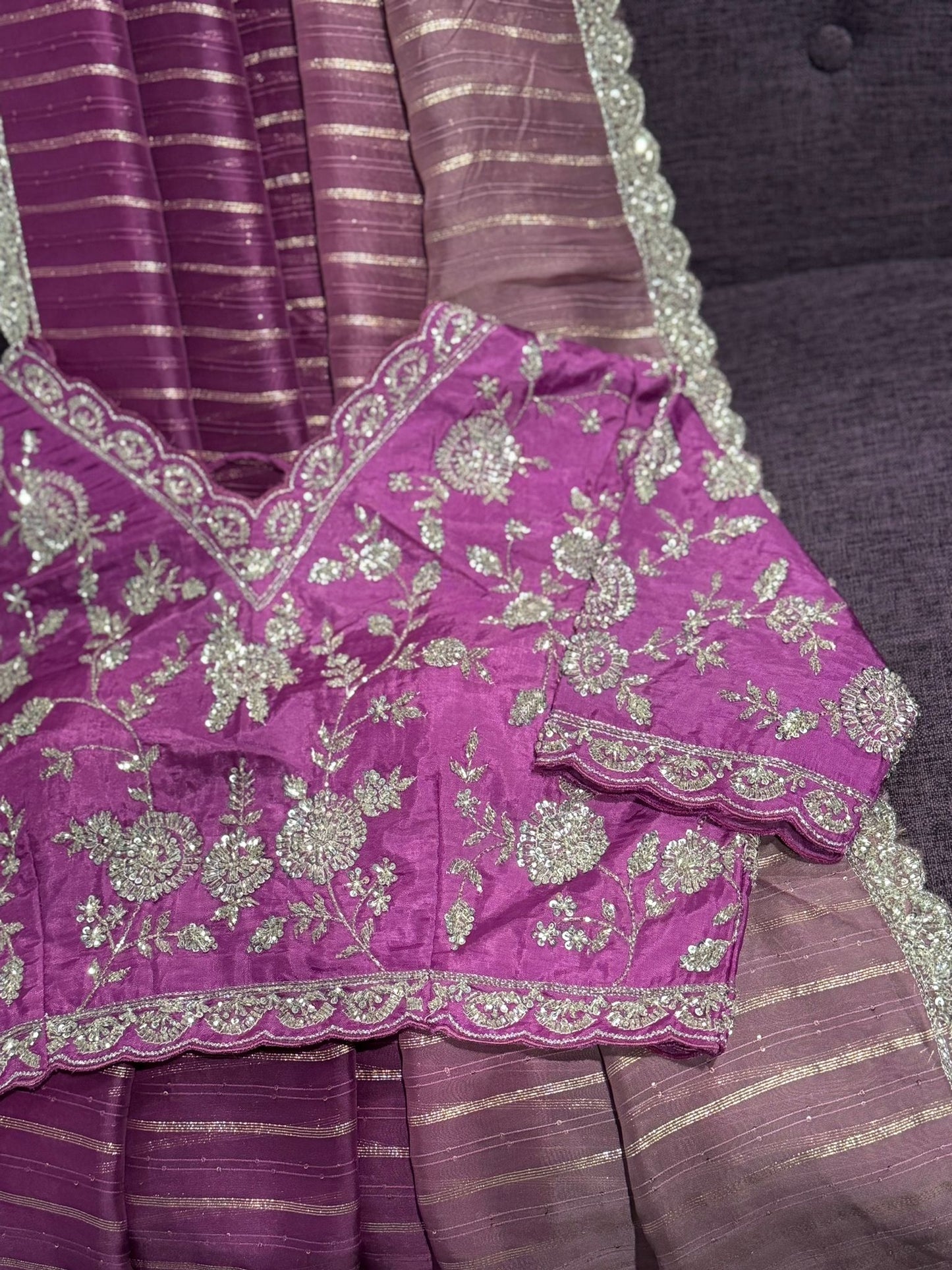 **Sale** Shaded soft organza saree with all over work blouse