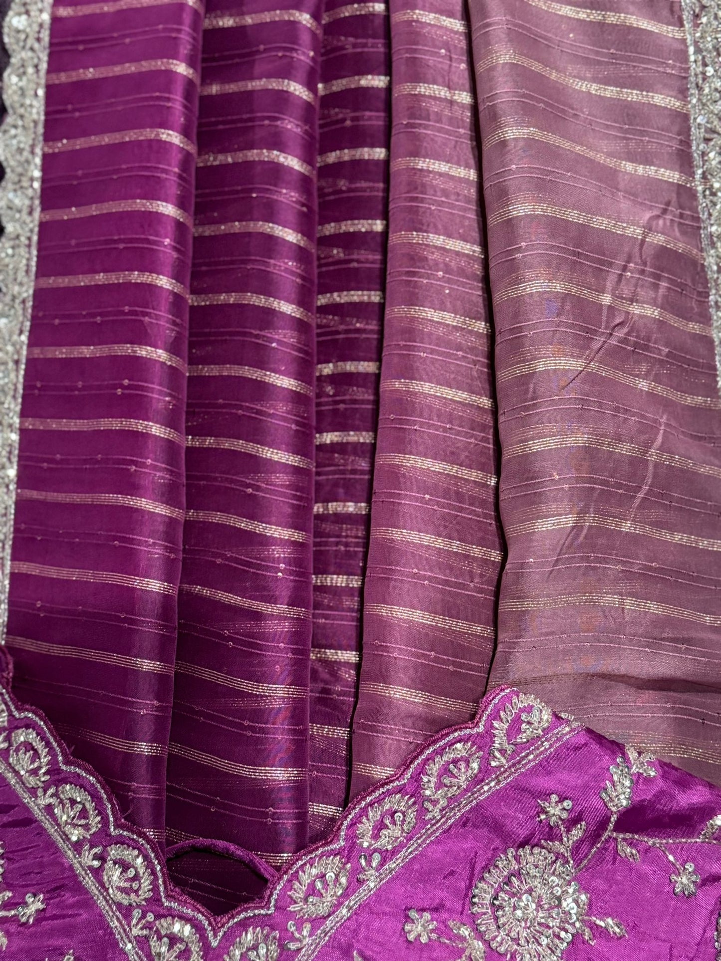 **Sale** Shaded soft organza saree with all over work blouse