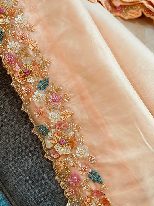 **New**Organza saree with hand work