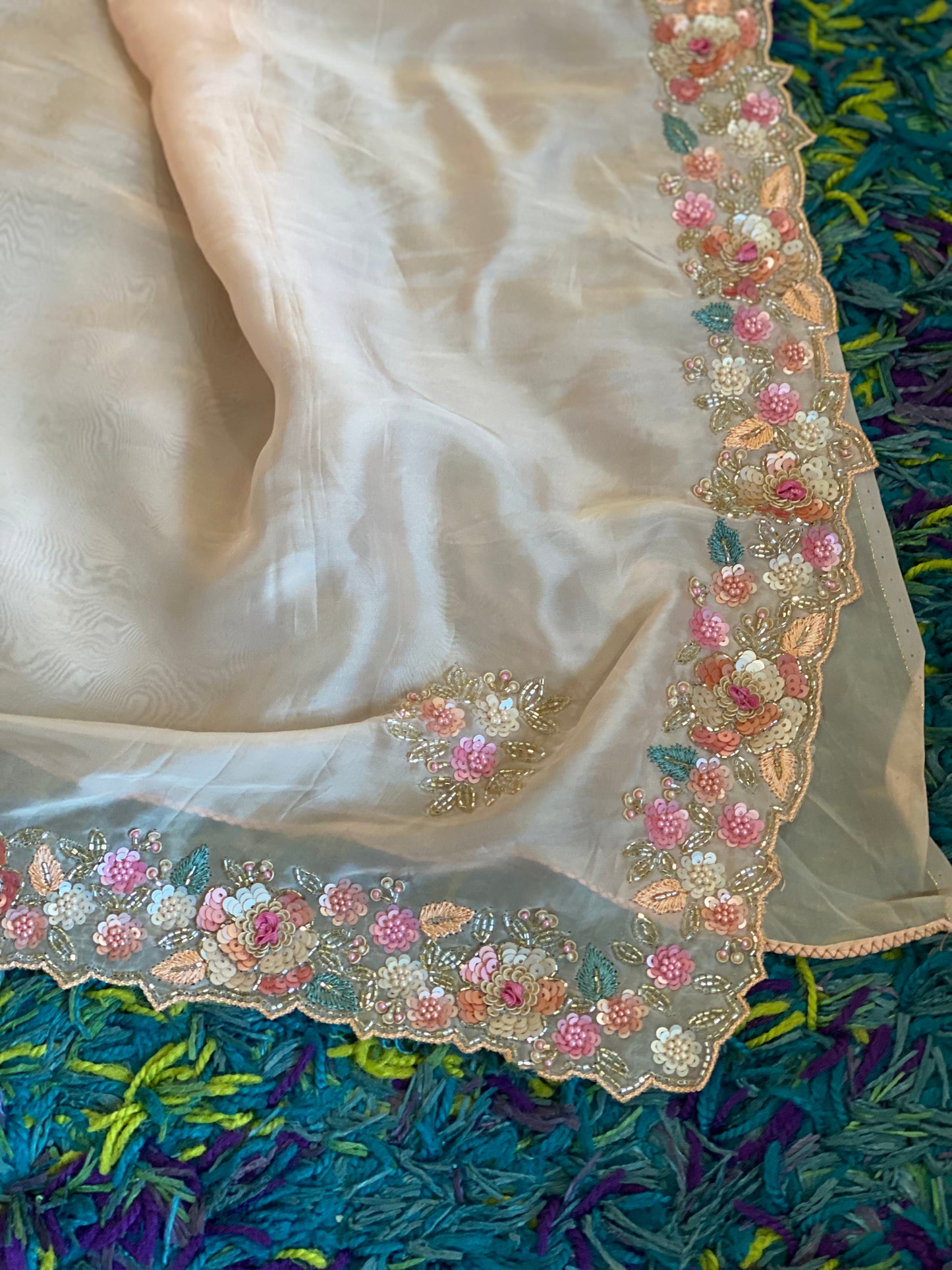 **New**Organza saree with hand work