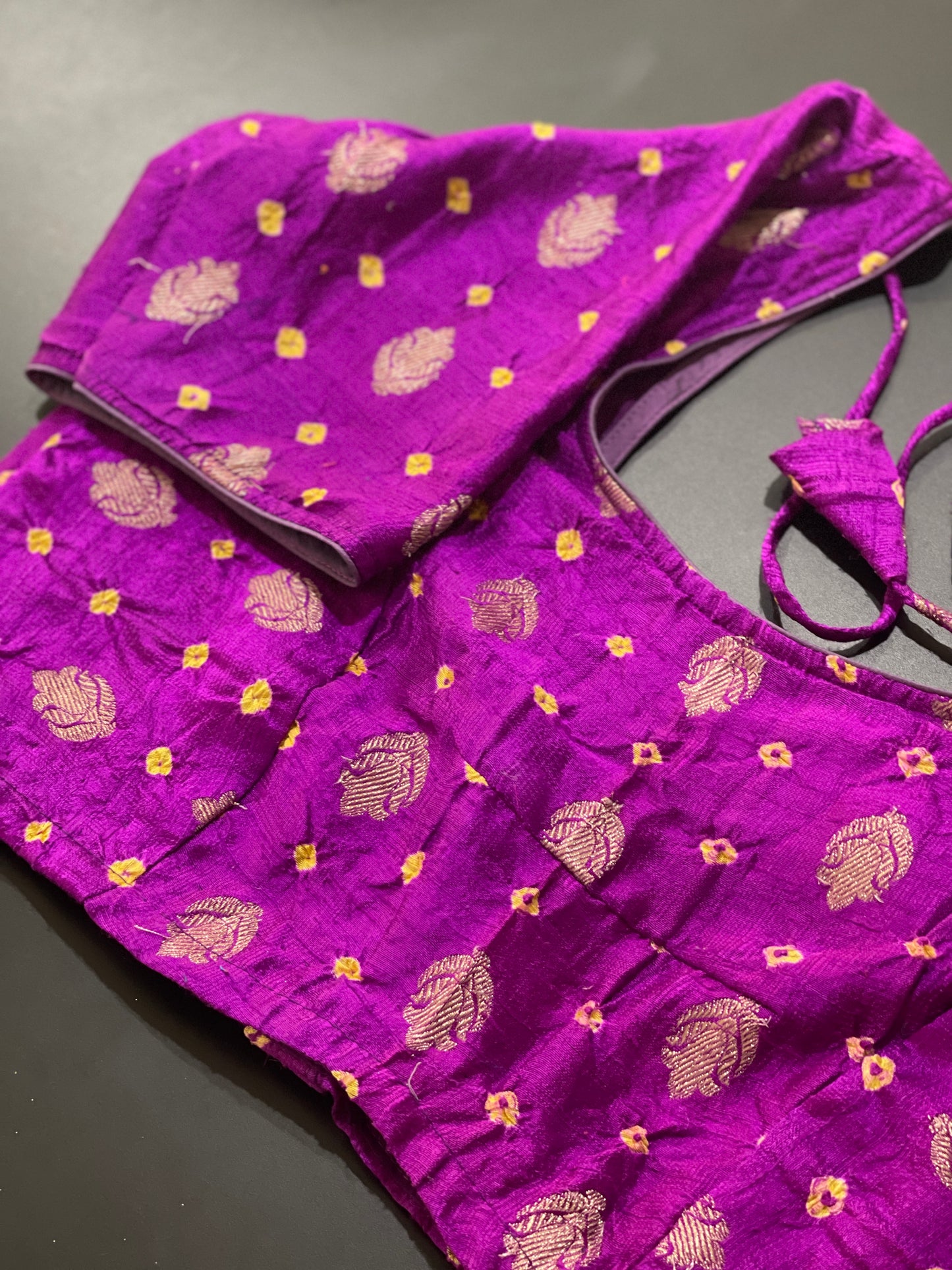 **NEW**Purple Rawsilk Bandini Blouse