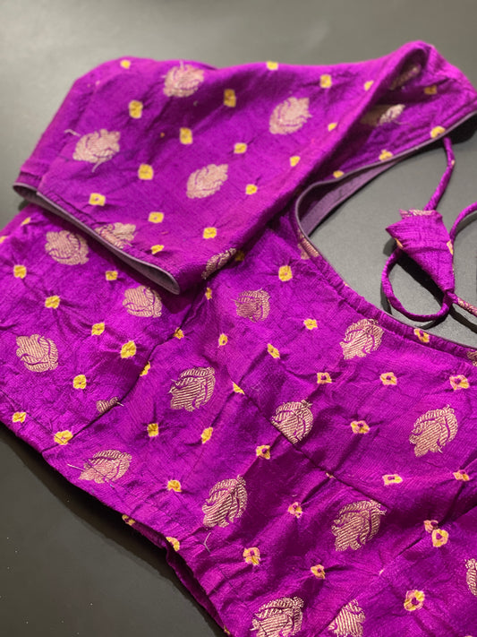Purple Rawsilk Bandini Blouse